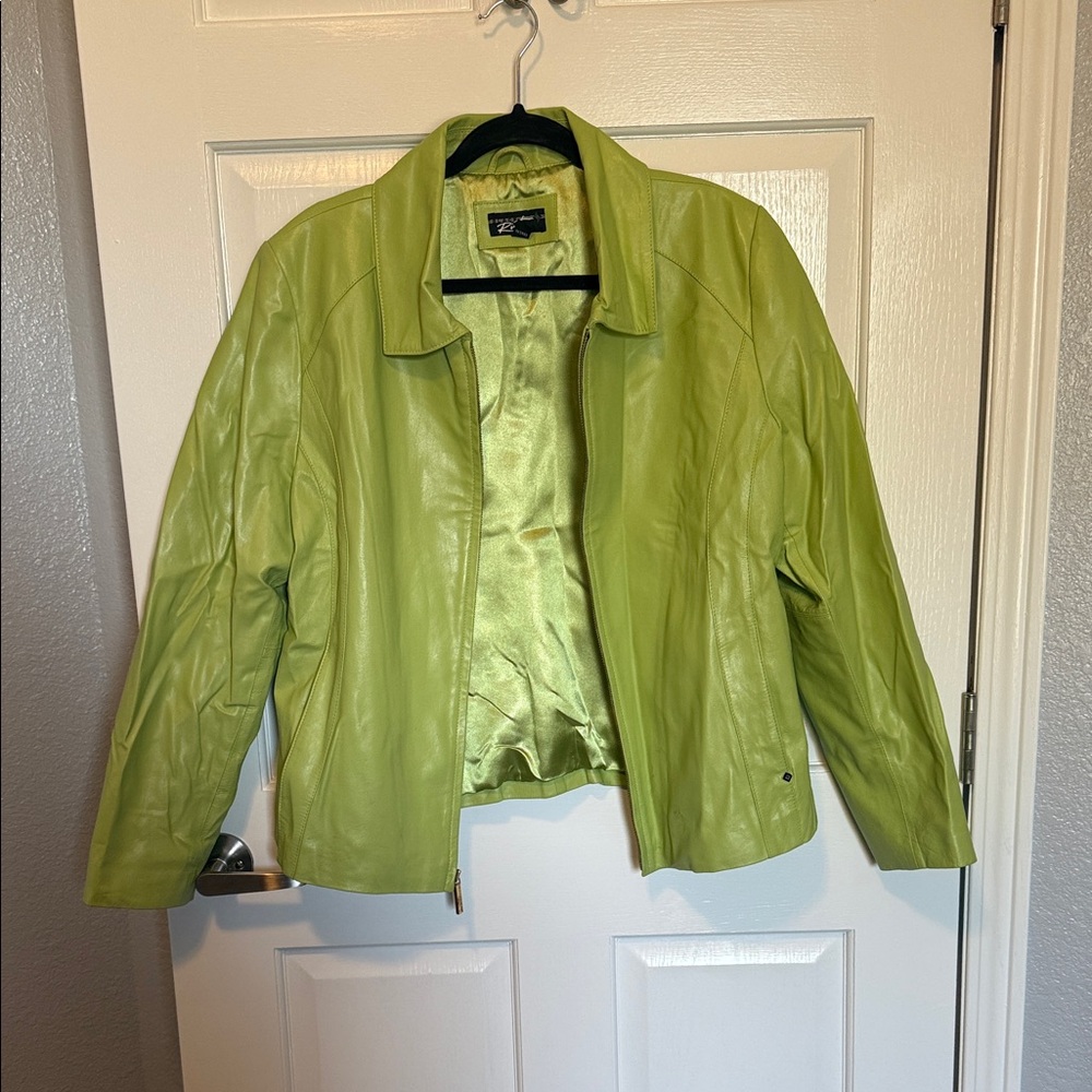 Black Rivet Lime Green Leather Jacket